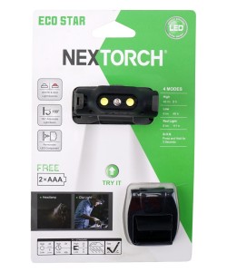 Налобный фонарь NexTORCH ECO-STAR (черный), 30 люмен, 4 режима