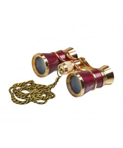 Бинокль театральный Veber Opera БГЦ 3x25 красный/золотой, с цепочкой
