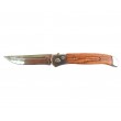 Нож автоматический Ножемир «Чёткий Расклад» A-122W Garm (дерев. рукоять) - фото № 4
