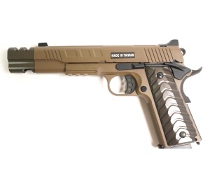 Страйкбольный пистолет KJW Colt 1911/M45A1 GBB FDE, удлин. ствол (KP-16.GAS)