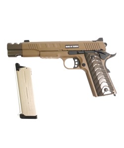 Страйкбольный пистолет KJW KP-16 Colt 1911/M45A1 Gas FDE, удлин. ствол