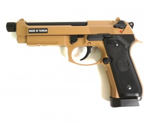 Страйкбольный пистолет KJW Beretta M9A1 TBC CO₂ Tan, удлин. ствол