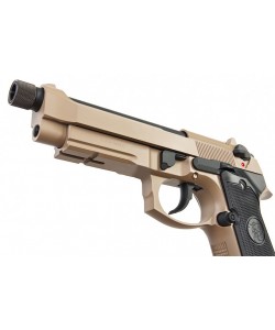 Страйкбольный пистолет KJW Beretta M9A1 TBC CO₂ Tan, удлин. ствол