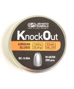 Пули полнотелые JSB KnockOut Slugs 5,5 мм, 1,645 г (200 штук)
