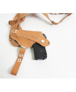 Кобура оперативная для ПМ, X-образная с обоймой (нат. кожа-юфть) коричневая
