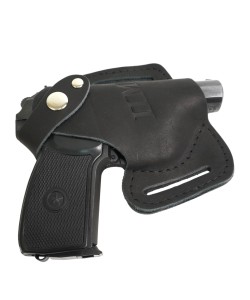 Кобура-бабочка поясная для ПМ (нат. кожа) черная
