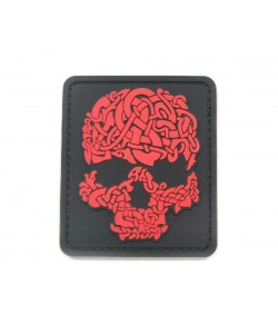 Шеврон ”Череп кельтский узор”, PVC на велкро (черный с красным)