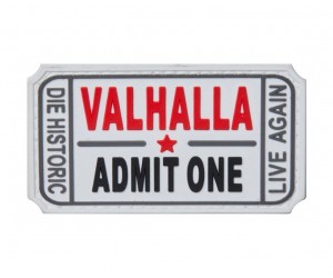 Шеврон ”Valhalla admit one”, PVC на велкро (белый)