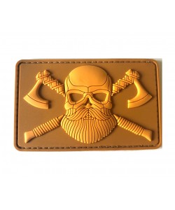 Шеврон ”Череп викинга с топорами”, PVC на велкро (койот)