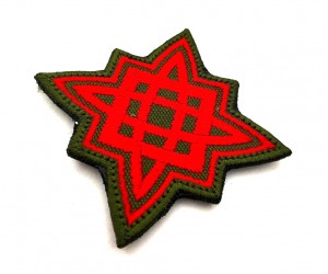 Шеврон ”Звезда Руси”, вышивка (красная на оливе)