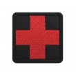 Шеврон ”Крест медика”, вышивка, 50x50 мм (красный, фон черный) - фото № 1