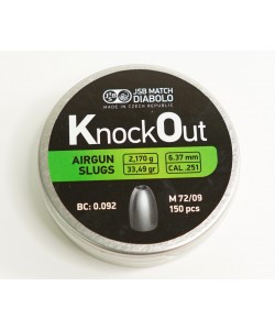 Пули полнотелые JSB KnockOut Slugs 6,35 мм, 2,170 г (150 штук)