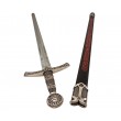 Средневековый меч (Франция, XIV век) металл.  рукоять, пластик. ножны, черные с красным (DE-6201) - фото № 3