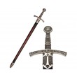 Средневековый меч (Франция, XIV век) металл.  рукоять, пластик. ножны, черные с красным (DE-6201) - фото № 5