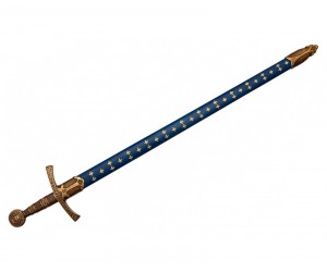 Средневековый меч (Франция, XIV век) металл.  рукоять, пластик. ножны, синие с золотом (DE-5201)
