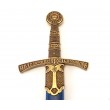 Средневековый меч (Франция, XIV век) металл.  рукоять, пластик. ножны, синие с золотом (DE-5201) - фото № 6