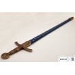 Средневековый меч (Франция, XIV век) металл.  рукоять, пластик. ножны, синие с золотом (DE-5201) - фото № 8
