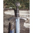 Средневековый меч (Франция, XIV век) металл.  рукоять, пластик. ножны, синие с золотом (DE-5201) - фото № 4