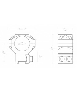 Кольца тактические Hawke 26 мм, на «ласточкин хвост» высокие (24102) 6 винтов