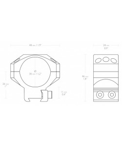 Кольца тактические Hawke 30 мм, на «ласточкин хвост» средние (24106) 6 винтов