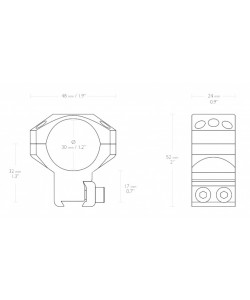 Кольца тактические Hawke 30 мм, на «ласточкин хвост» высокие (24107) 6 винтов