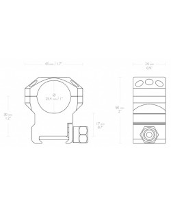 Кольца тактические Hawke 26 мм, на Weaver, высокие (24112) 6 винтов