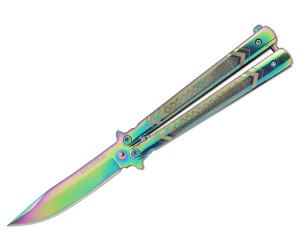 Нож-бабочка Ножемир «Чёткий расклад» Strike B-113CS (радужный)