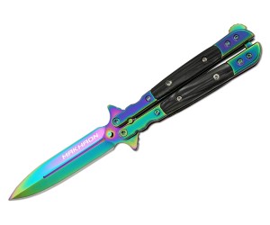 Нож-бабочка Ножемир «Чёткий расклад» Makhaon B-115P (радужный)