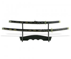 Самурайские мечи Катана и Вакидзаси (2 шт., сине-желтые ножны)