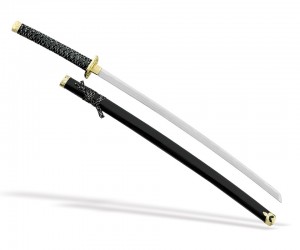 Самурайский меч Катана (черные ножны, золотая цуба) D-50024-BK-YL-KA