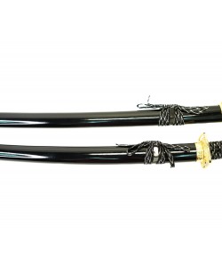 Самурайские мечи Катана и Вакидзаси (2 шт., черные ножны, золотая цуба)