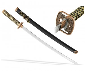 Самурайский меч Катана (черные ножны, бронзовая цуба) D-50013-BK-KA