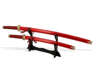Самурайские мечи Катана и Вакидзаси (2 шт., ножны алый мрамор)