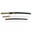 Самурайские мечи Катана и Вакидзаси (2 шт., черные ножны, бронзовая цуба) - фото № 1