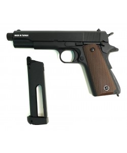 Страйкбольный пистолет KJW KP-07 Colt M1911 M.E.U. CO₂ Black, удлин. ствол