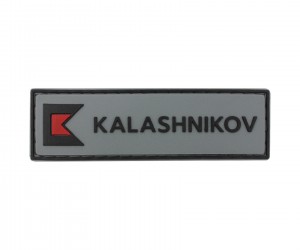 Патч (шеврон) Калашников КК логотип (ENG), Серый/черный, 90х27 мм