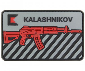 Патч (шеврон) Калашников автомат АК-12, красно-серый (ENG), 90х46 мм