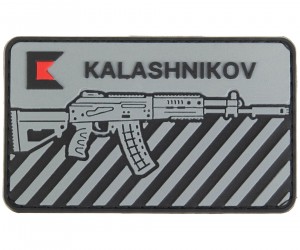 Патч (шеврон) Калашников автомат АК-12, черный/серый, 90х46 мм