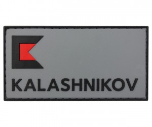 Патч (шеврон) Калашников лого (ENG), серый/черный, 90х46 мм