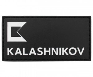 Патч (шеврон) Калашников лого (ENG), белый/черный, 90х46 мм
