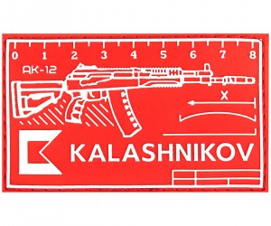 Патч (шеврон) Калашников ”линейка” (ENG), 90х46 мм (красный)