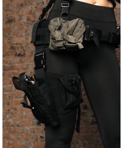 Кобура набедренная с платформой и подсумками Molle Black