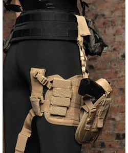 Кобура набедренная с платформой и подсумками Molle Tan