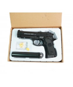 Страйкбольный пистолет Shantou C.18+ (Beretta 92, с глушителем) спринговый