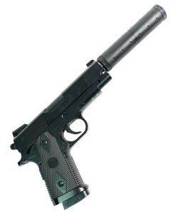 Страйкбольный пистолет Shantou C.9+ (Colt 1911 OPS, с глушителем) спринговый