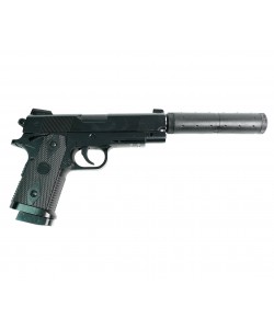 Страйкбольный пистолет Shantou C.9+ (Colt 1911 OPS, с глушителем) спринговый