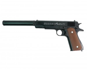 Страйкбольный пистолет Shantou C.1911A+ (Colt 1911, с глушителем) спринговый