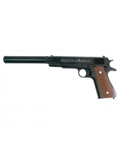 Страйкбольный пистолет Shantou C.1911A+ (Colt 1911, с глушителем) спринговый