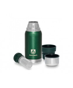 Термос классический «Арктика» 106-500C, 0.5 л, эмаль, 2 чашки (зеленый) с ситечком