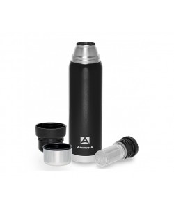 Термос классический «Арктика» 106-900C, 0.9 л, эмаль, 2 чашки (черный) с ситечком